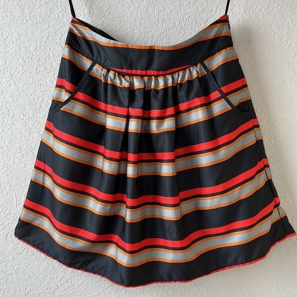 Emmelee Black‎ and Red striped A-line Skirt Size M